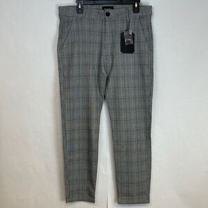 NWT Gingtto Dress Pants Men's Size 36 Black Plaid Houndstooth Skinny High-Rise